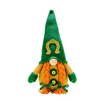 Ирландские гномы, Украшения для дома ко Дню Святого Патрика, Счастливая Зеленая шляпа с гвоздикой, Безликая кукла, Ирландский эльф, Плюшевые гномы, Плюшевые игрушки