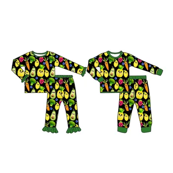 Милая пижама для новорожденных, пижамный комплект с растительным и фруктовым принтом, пижамы для мальчиков и девочек, комплект для братьев и сестер