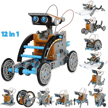 Наборы солнечных роботов, Высокотехнологичная научная игрушка 12 В 1, развивающие обучающие игрушки для программирования роботов на солнечных батареях для мальчиков