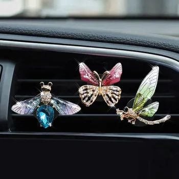 Новый цветной воздушный патрубок с бабочкой, зажим для духов, Креативное украшение для ароматизации кондиционера автомобиля, украшение интерьера пчелой