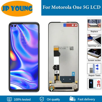 Оригинальный 6,7-дюймовый ЖК-дисплей Motorola One 5G с сенсорным экраном и цифровым преобразователем в сборе, ремонт деталей для замены ЖК-дисплея Moto One 5G