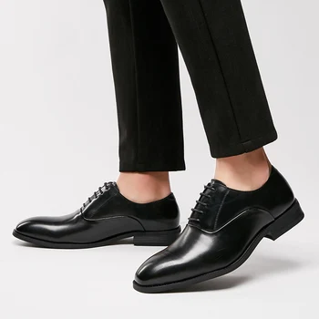 Размер 38-45; Мужские кожаные модельные туфли; Красивая повседневная спортивная обувь; Мужская рабочая обувь на шнуровке; Оптовая продажа дешево