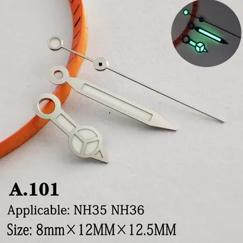 Ручной указатель NH35, ручной указатель NH36, серебряная игла, зеленые светящиеся аксессуары для часов, подходящие для механизма nh35 second hand, nh36