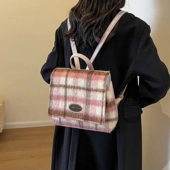 Рюкзак Плюшевый Зимний Хит продаж, женская сумка, модный простой рюкзак, Высококачественный портативный милый рюкзак, бесплатная доставка Mochila