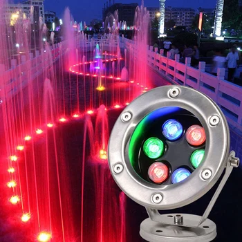 Светодиодный светильник для фонтана из нержавеющей стали с регулируемым углом наклона IP68 AC 12V RGB, меняющий цвет, светильник для бассейна