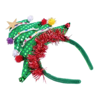 Светящаяся Рождественская повязка на голову Костюм Санта-Клауса Дерево Обруч для волос Головной убор Ткань Женский головной убор