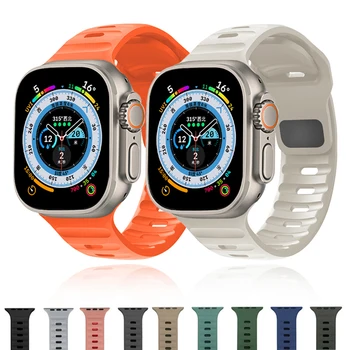 Силиконовый Ремешок Для Apple Watch Band Ultra 49 мм 44 мм 45 мм 42 мм 41 мм 42 мм 38 мм Спортивный Ремешок Для Часов iwatch Serise 8 7 6 5 4 SE Браслет