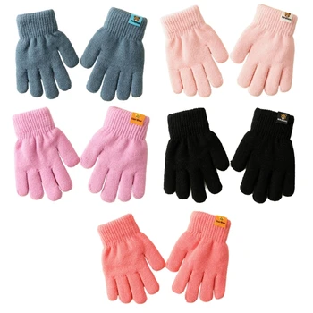 Удобные детские двухслойные перчатки, теплая осенне-зимняя одежда для рук, 1 пара
