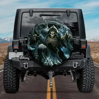 Чехол для запасного колеса Fire Skull Grim Reaper, Крутые Автомобильные аксессуары, подарок на Хэллоуин