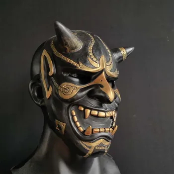 Японская маска Ханны Они, латексная маска для полного лица, ролевая вечеринка Hannya на Хэллоуин, маска дьявола, косплей
